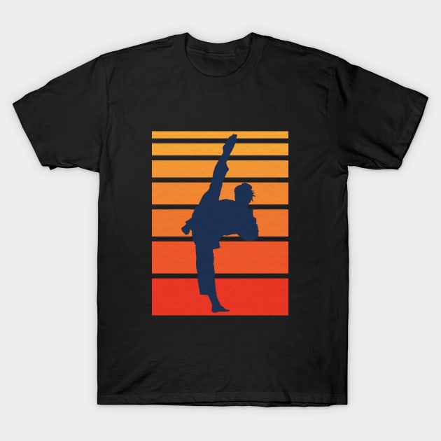 Retro Taekwondo Silhouette T-Shirt by crissbahari